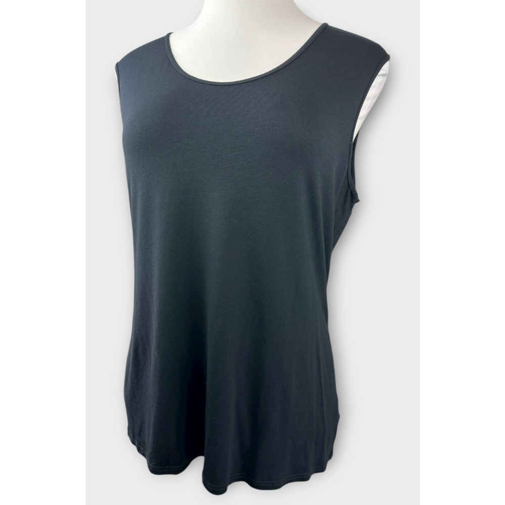 Eileen Fisher Lightweight Viscose Jersey Scoop Neck Sleeveless Top XL Minimalist - Picture 2 of 11
